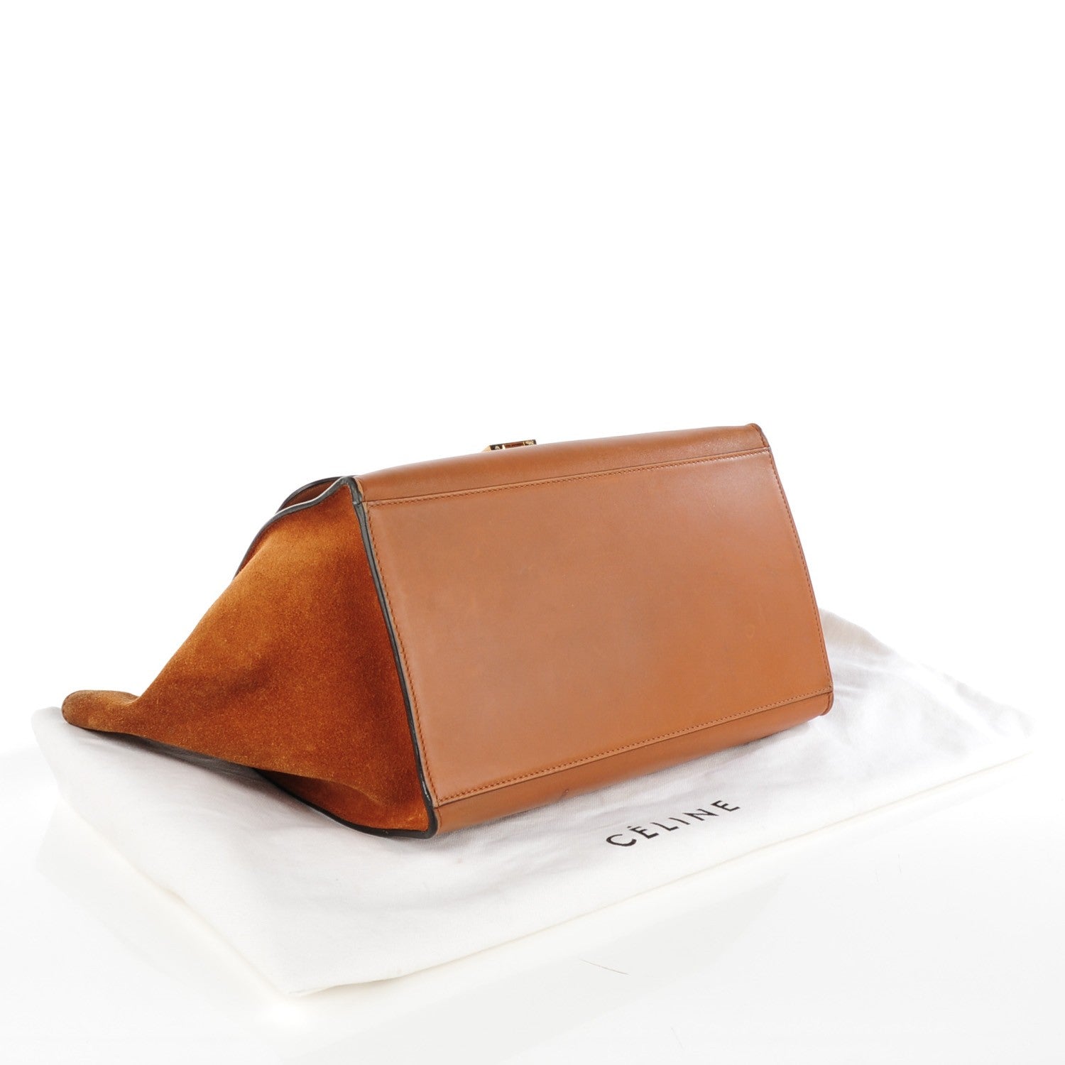 Celine Natural Calfskin Suede Medium Trapeze Tan 5 of 10