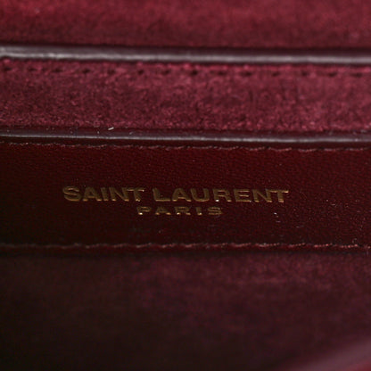 Saint Laurent Calfskin Snakeskin Suede Medium Monogram Sunset Burgundy 7 of 11