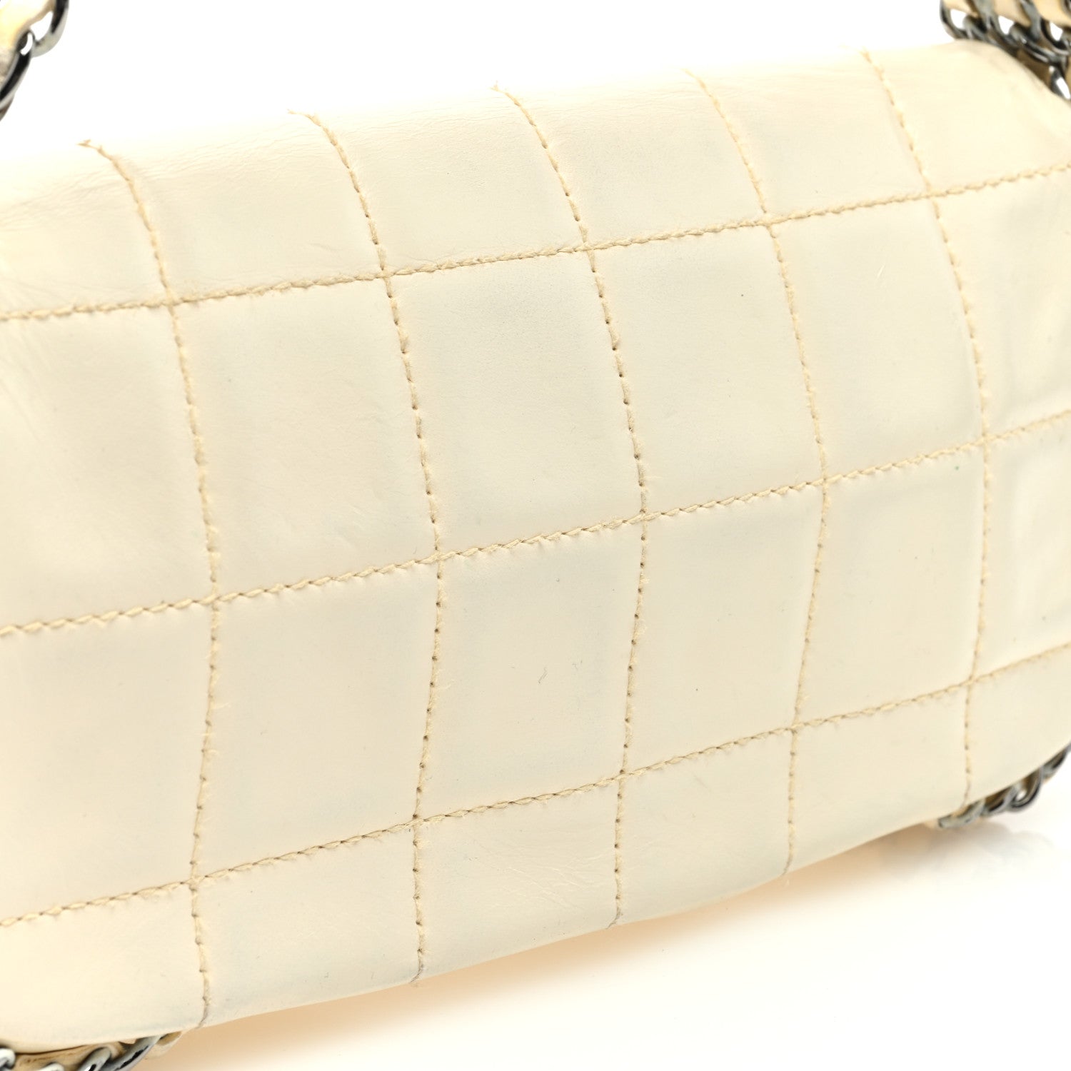 Chanel Lambskin Quilted Chocolate Bar 3 Chain Flap White 11 of 11