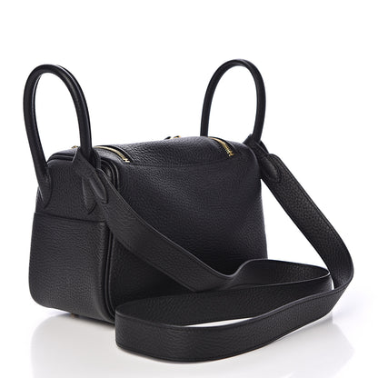 Hermes Taurillon Clemence Mini Lindy 20 Black 3 of 11