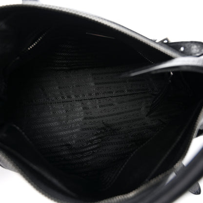Prada Antiqued Calfskin Triangle Medium Bonnie Shoulder Bag Black 5 of 10