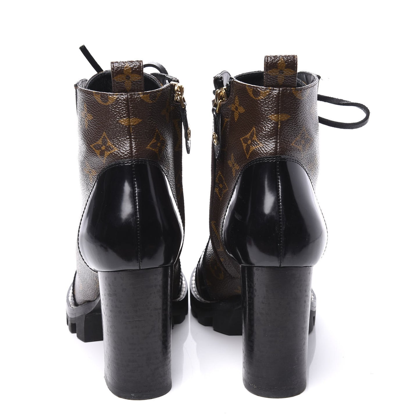 Patent Calfskin Monogram Star Trail Ankle Boots 38.5 Black