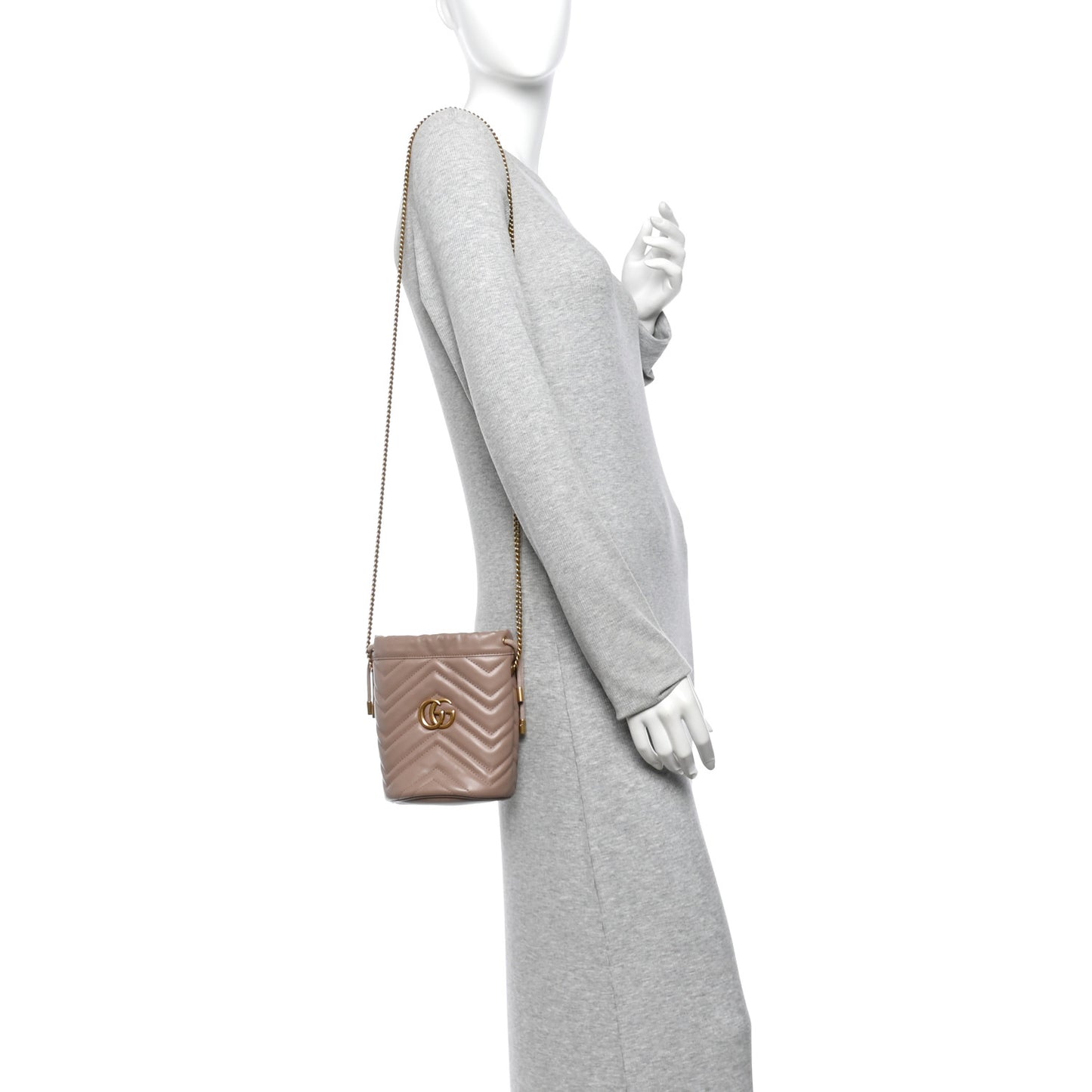 Calfskin Matelasse Mini GG Marmont 2.0 Bucket Bag Porcelain Rose