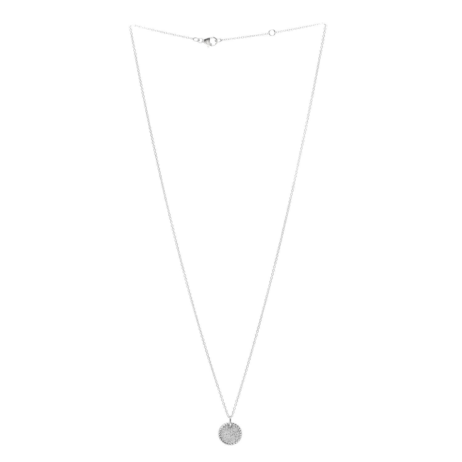 David Yurman 18K White Gold Diamond Cable Collectibles Pave Charm Pendant Necklace 3 of 6