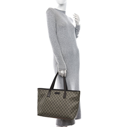 Gucci GG Supreme Monogram Medium Zippered Shopping Tote Dark Brown 2 of 12