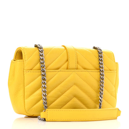 Saint Laurent Calfskin Matelasse Chevron Monogram Classic Baby Chain Bag Jaune 3 of 12