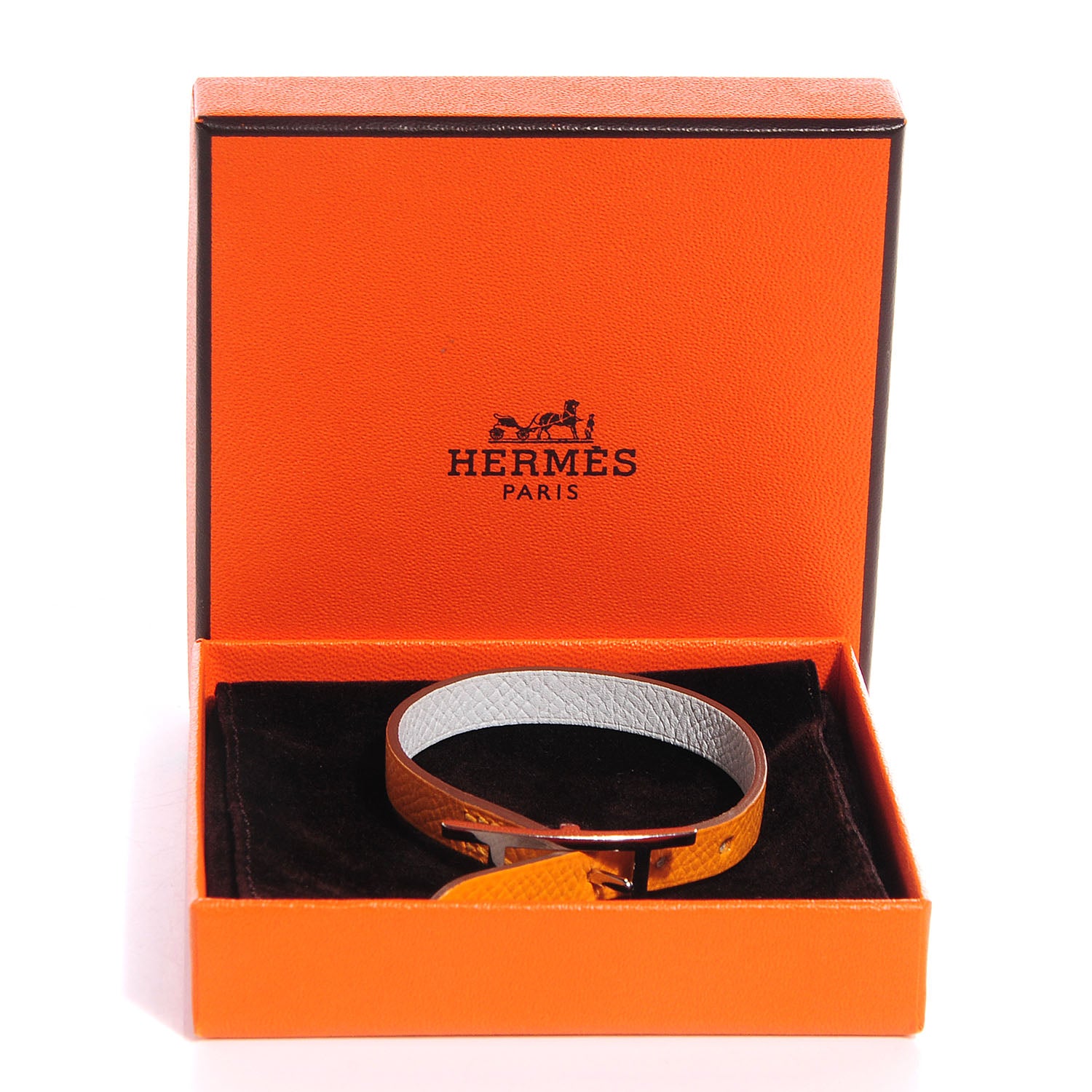 Hermes Epsom Reversible Behapi Simple Tour Bracelet Mango Blanc XS 4 of 5