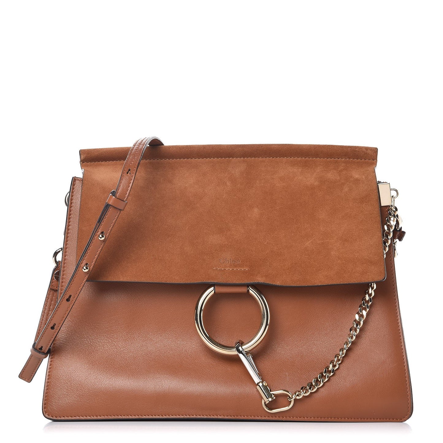 Suede Calfskin Medium Faye Shoulder Bag Tobacco