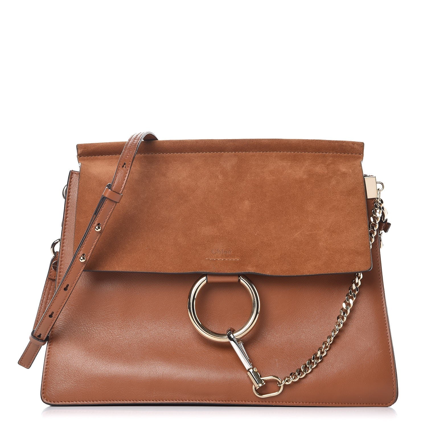 Chloe Suede Calfskin Medium Faye Shoulder Bag Tobacco 1 of 9