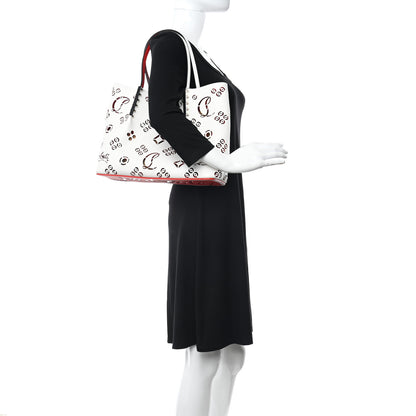Christian Louboutin Calfskin Perforated Small Loubinthesky Cabarock Spikes Tote Snow 2 of 8