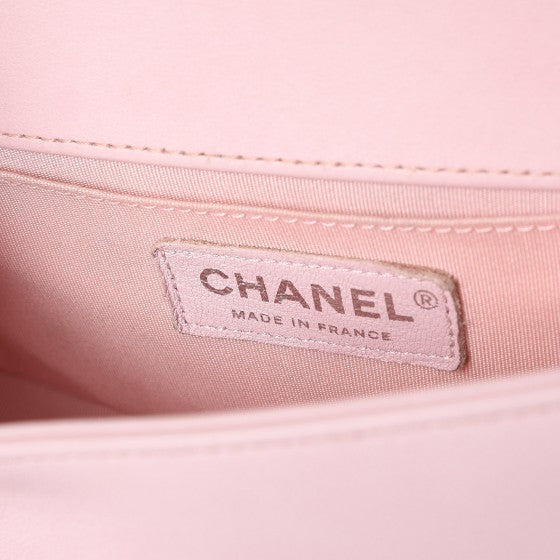 Chanel Lambskin Iridescent PVC Chevron Quilted Small Boy Flap Light Pink Silver 7 of 8
