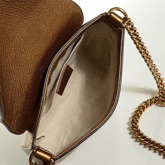Gucci Metallic Pebbled Calfskin Small Soho Flap Crossbody Gold Ombre 5 of 18