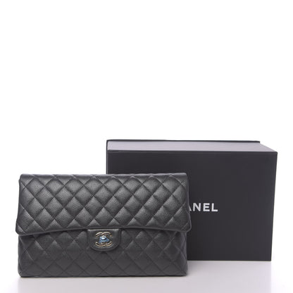 Chanel Caviar Quilted Flap Clutch Dark Grey 10 of 10