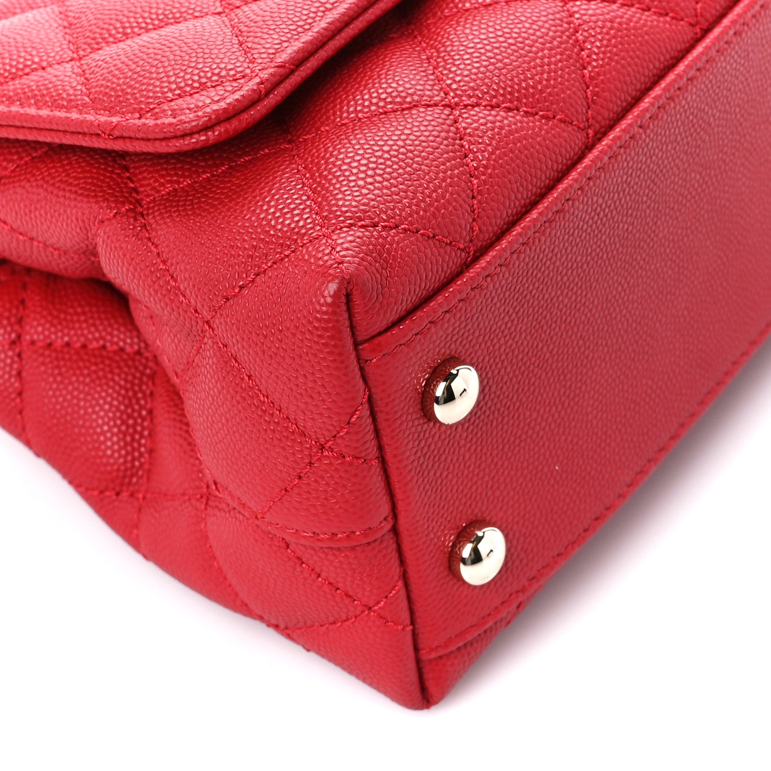 Chanel Caviar Quilted Lizard Embossed Extra Mini Coco Handle Flap Red 10 of 11