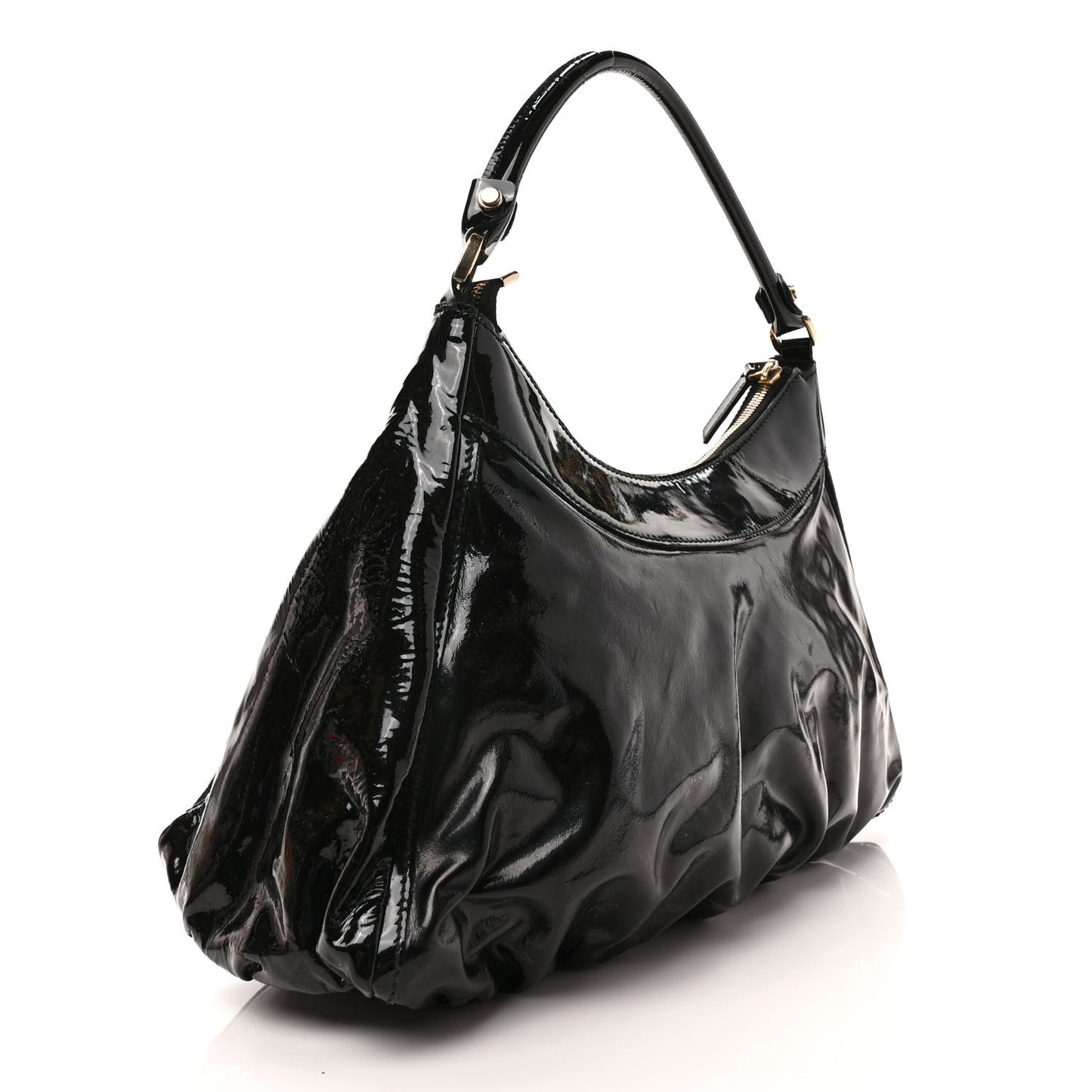 Patent Large D Ring Hobo Black