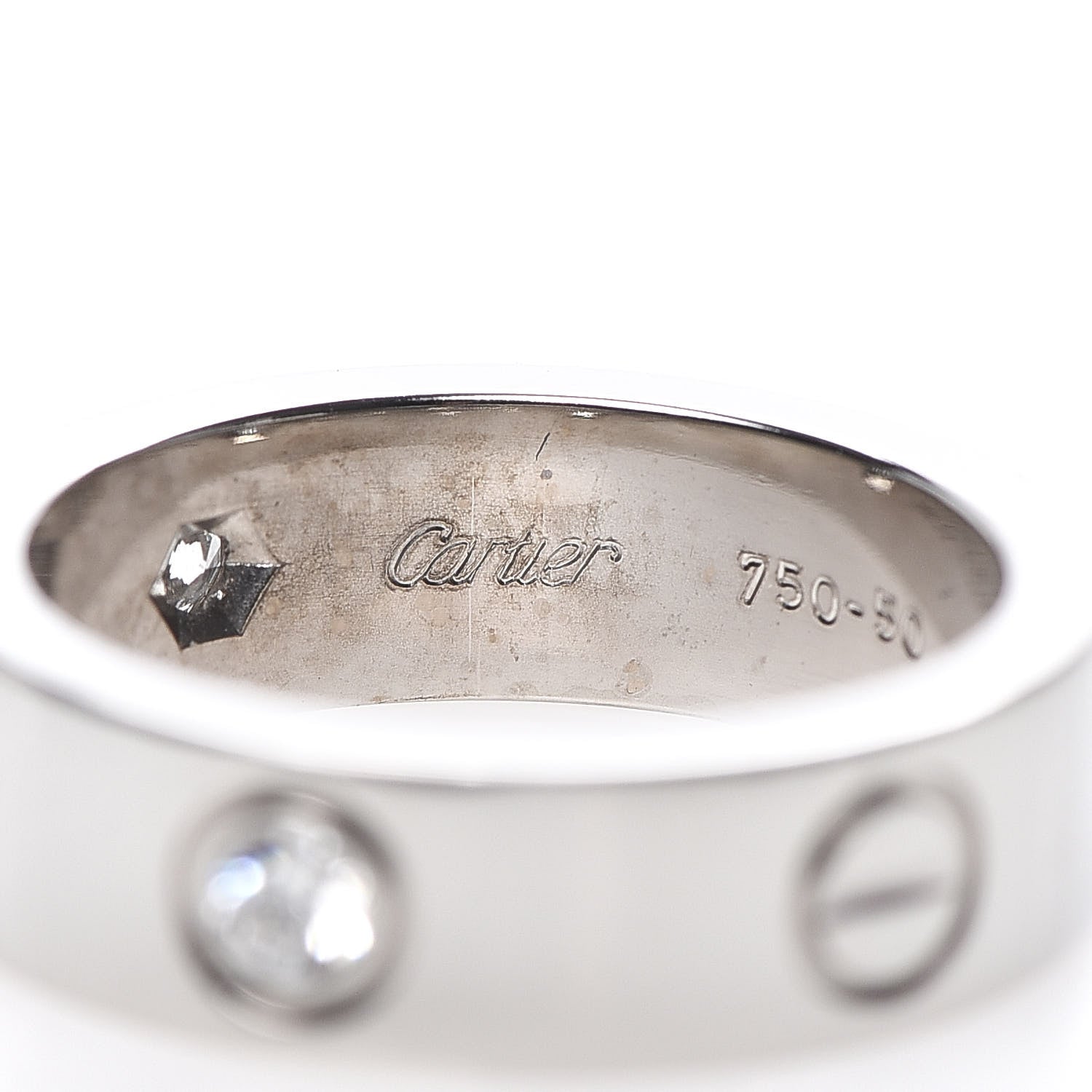 Cartier 18K White Gold 3 Diamond 5.5mm LOVE Ring 50 5.25 4 of 5