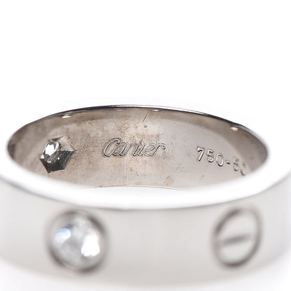 Cartier 18K White Gold 3 Diamond 5.5mm LOVE Ring 50 5.25 4 of 5