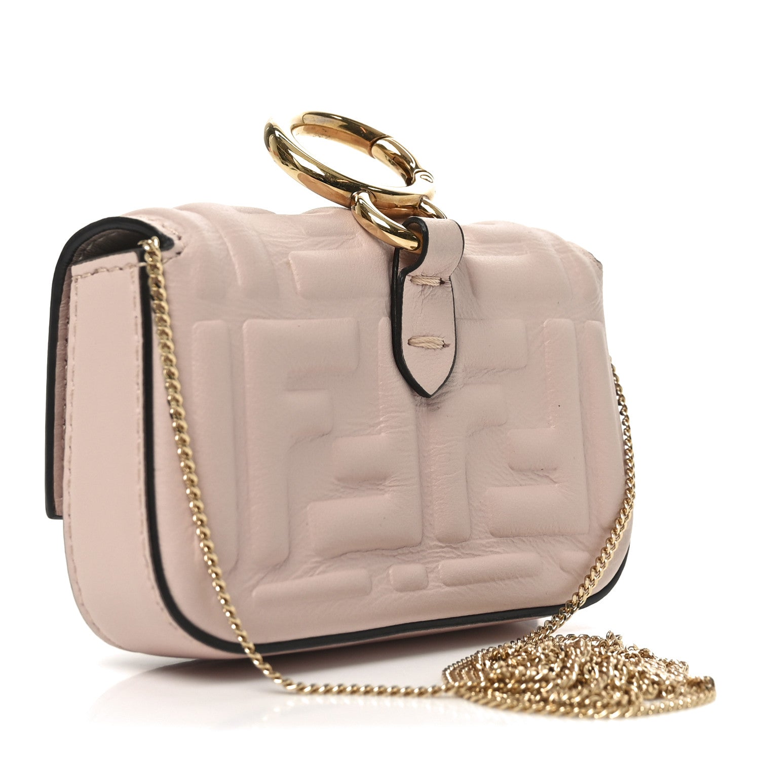Fendi Nappa Matisse FF Embossed Nano Baguette Charm Rosa Quarzo 5 of 16
