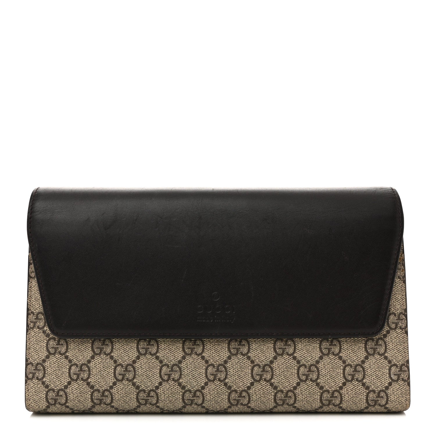 Gucci Calfskin GG Supreme Monogram Wristlet Clutch Wallet Dark Brown 1 of 9