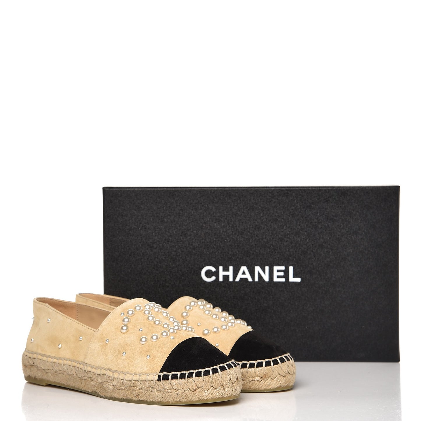 Suede Pearl CC Espadrilles 35 Beige Black