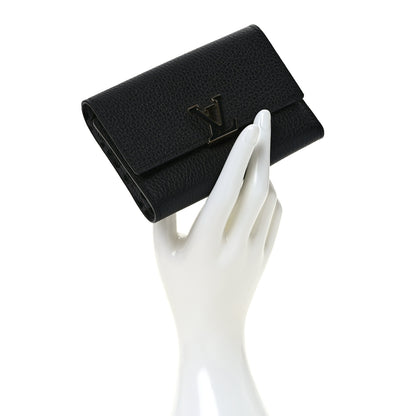 Louis Vuitton Taurillon Capucines Compact Wallet Black 2 of 7