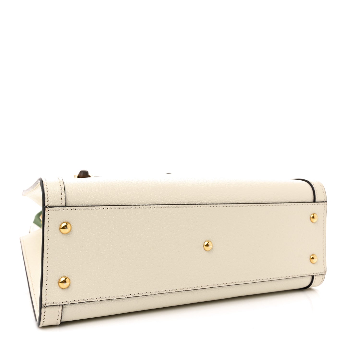 Textured Dollar Calfskin Web Small Diana Tote Bag Mystic White