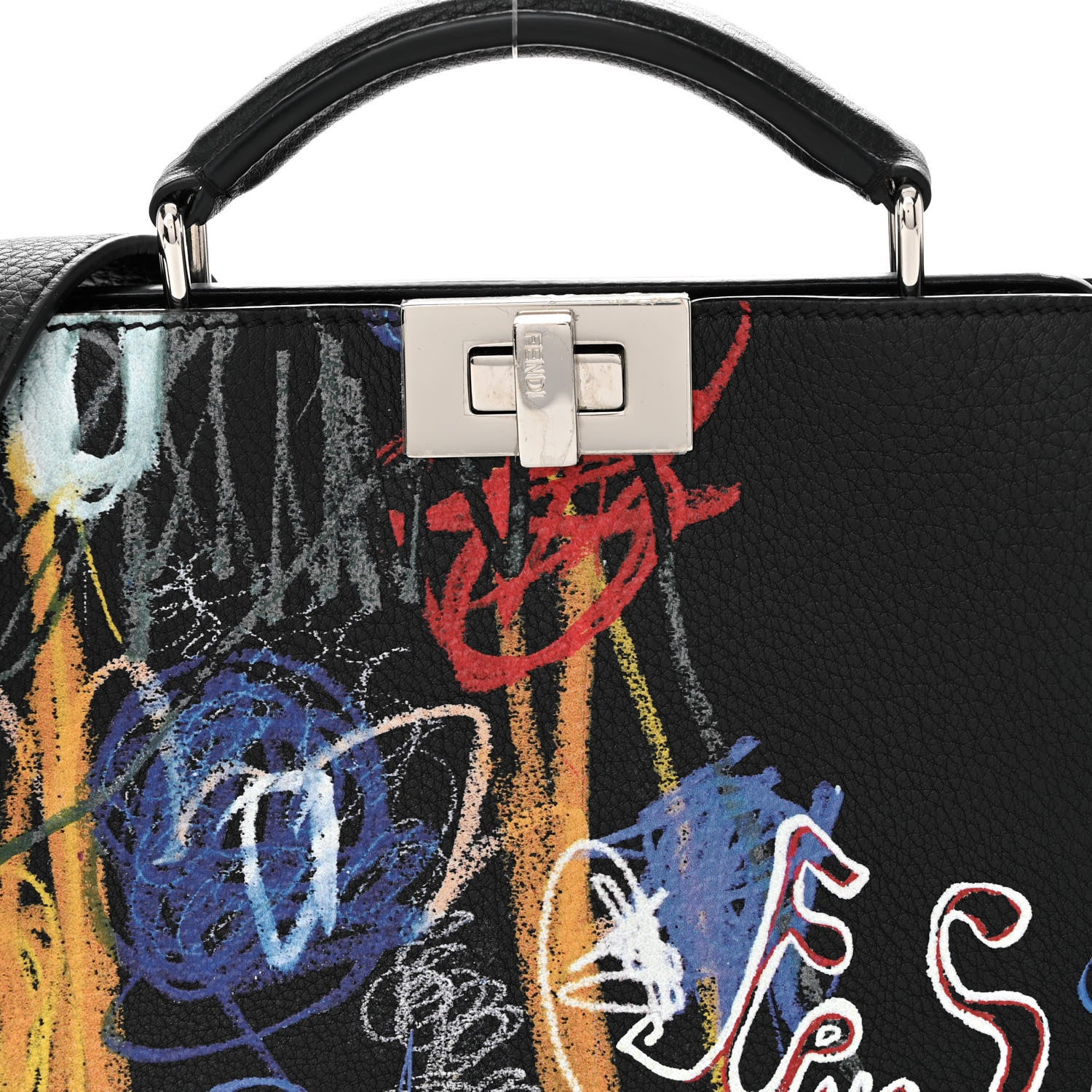 Fendi X NOEL FIELDING Cuoio Romano Painted Mini Peekaboo I SEE U Satchel Black Multicolor 8 of 11