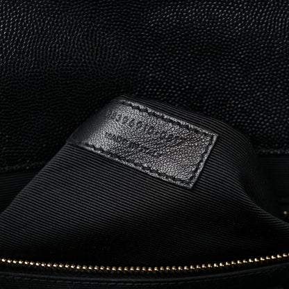 Saint Laurent Grain De Poudre Matelasse Chevron Large Monogram Satchel Black 8 of 11