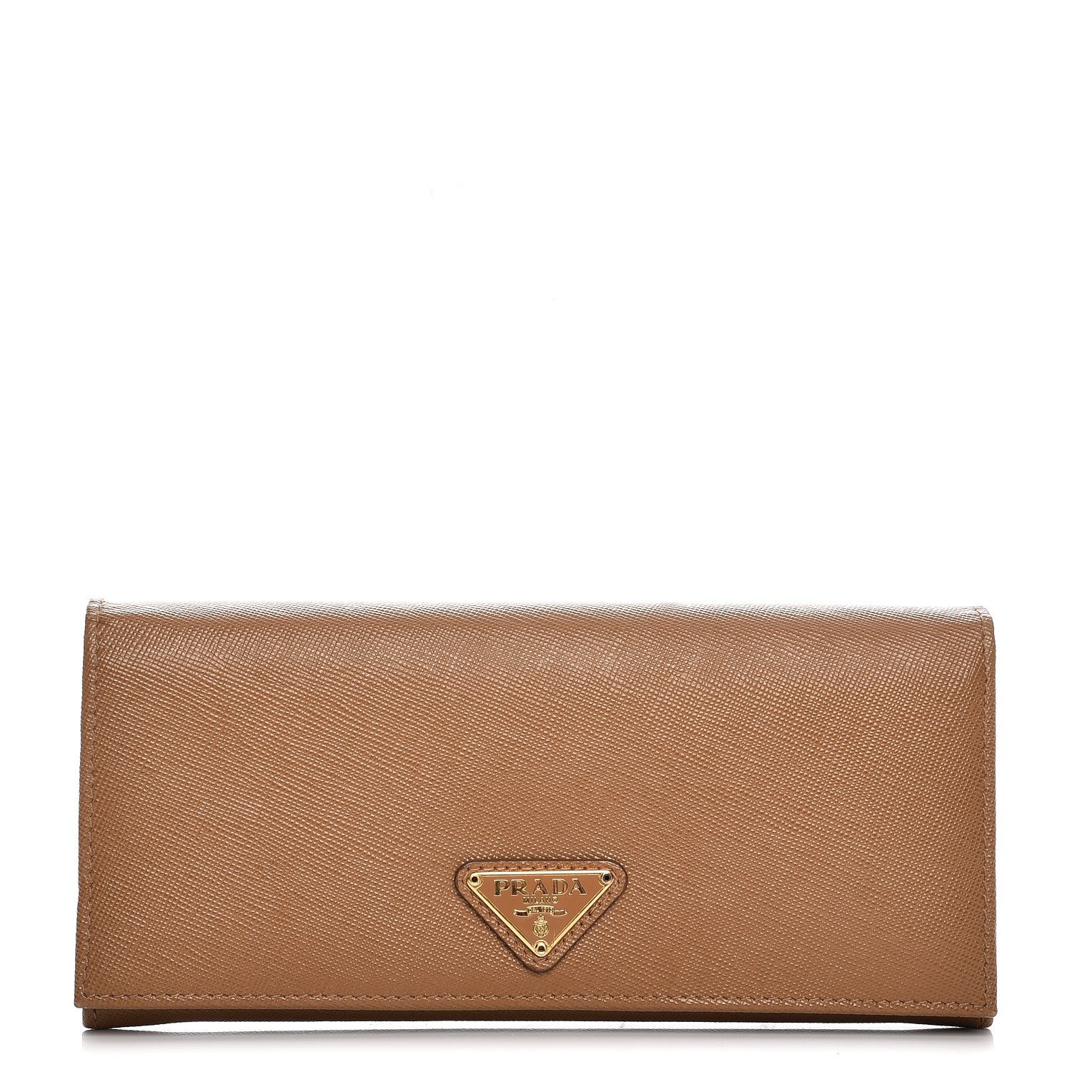 Prada Saffiano Continental Flap Wallet Caramel 1 of 10