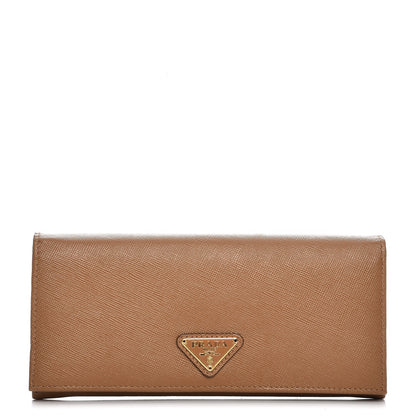 Prada Saffiano Continental Flap Wallet Caramel 1 of 10