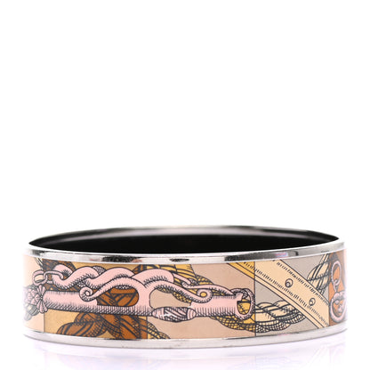 Hermes Enamel Printed Della Cavalleria Wide Bracelet 70 Gold 3 of 6