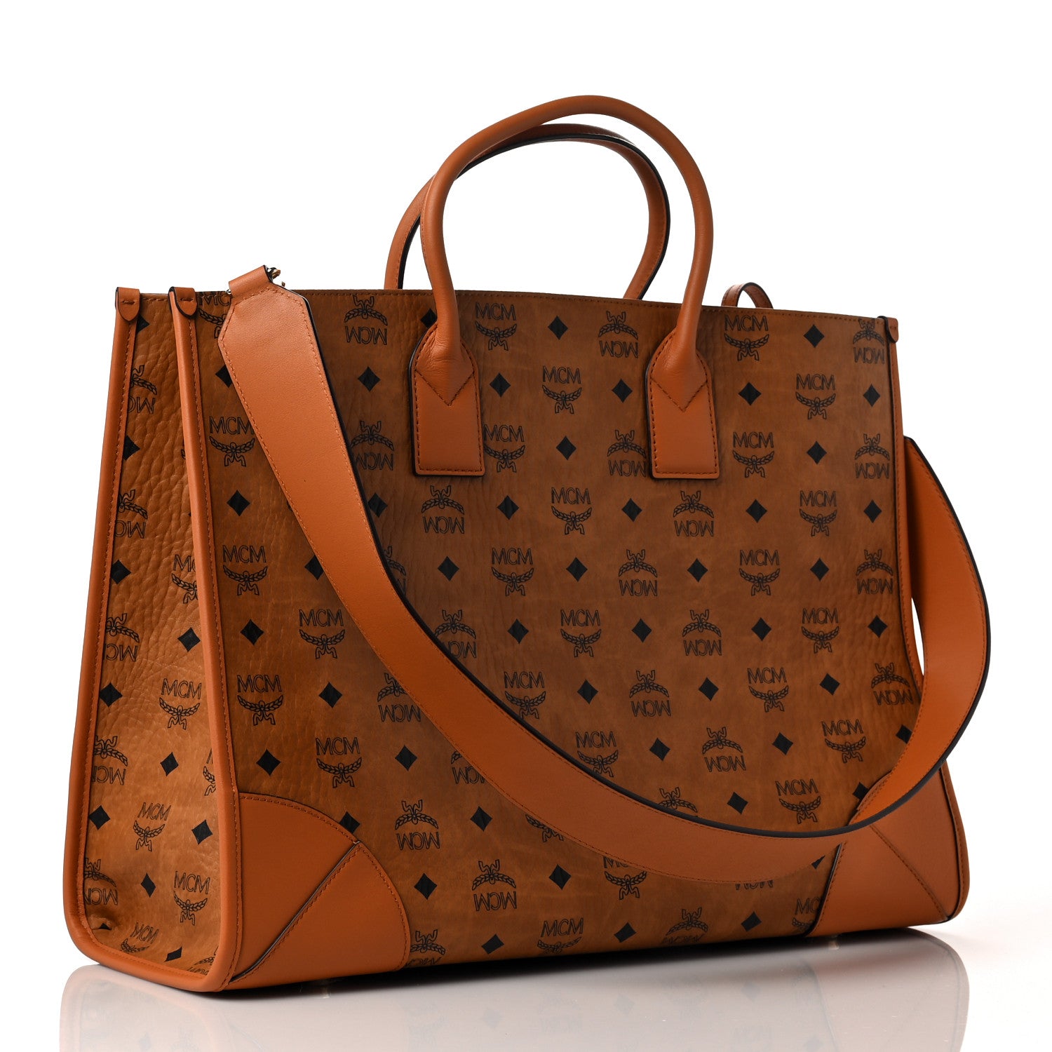 MCM Visetos Large Munchen Tote Cognac 2 of 7