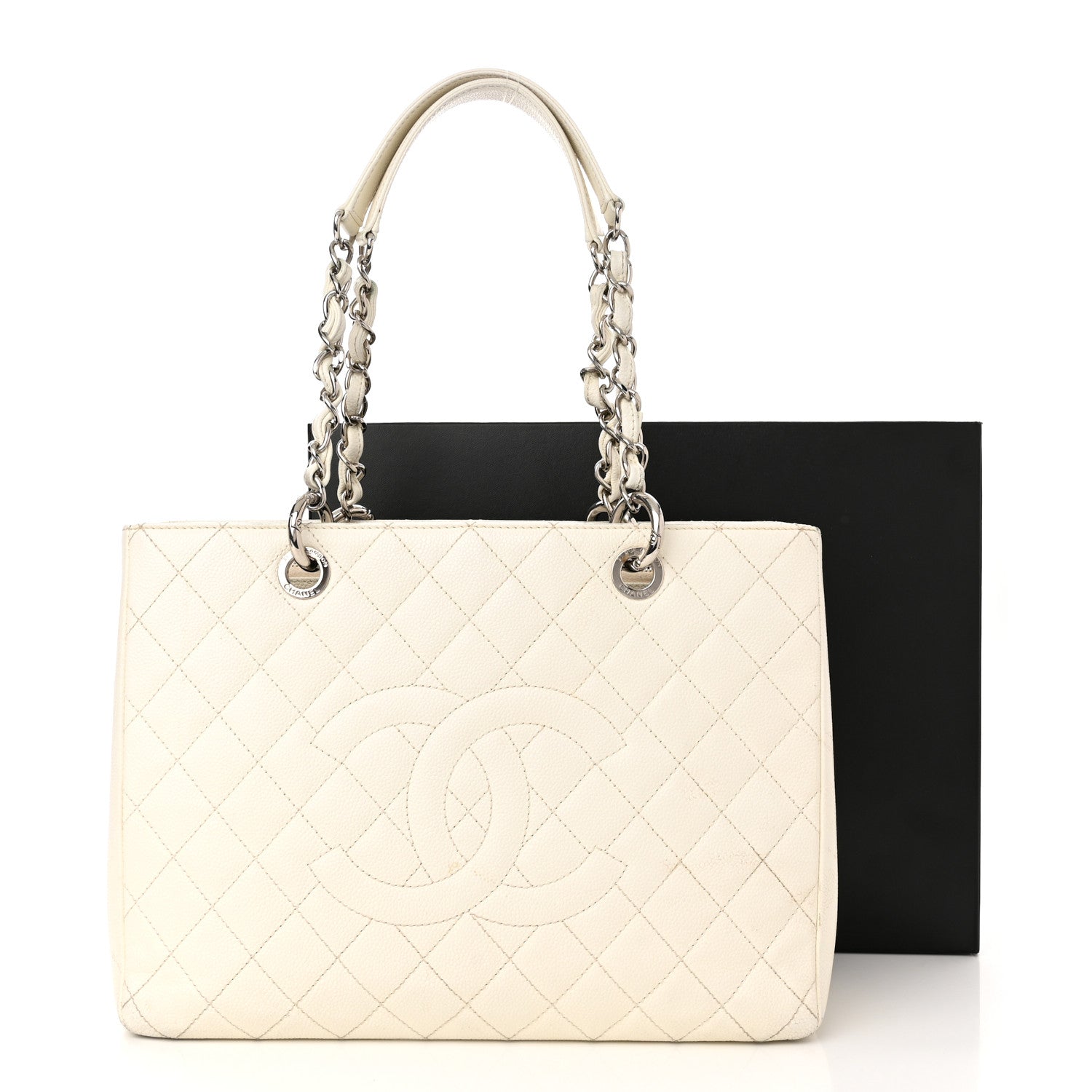 Chanel Caviar Quilted Grand Shopping Tote GST White 19 of 19
