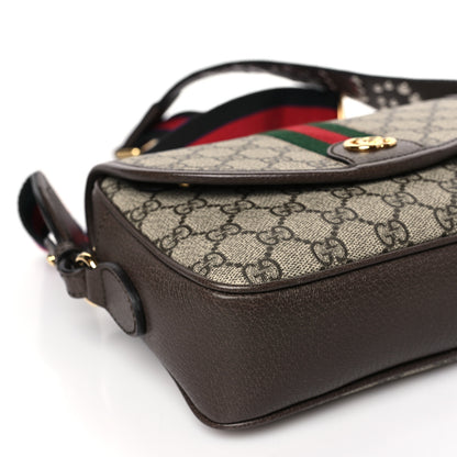 Gucci GG Supreme Monogram Textured Dollar Calfskin Web Studded Mini Ophidia Flap Shoulder Bag Beige Ebony New Acero 8 of 9