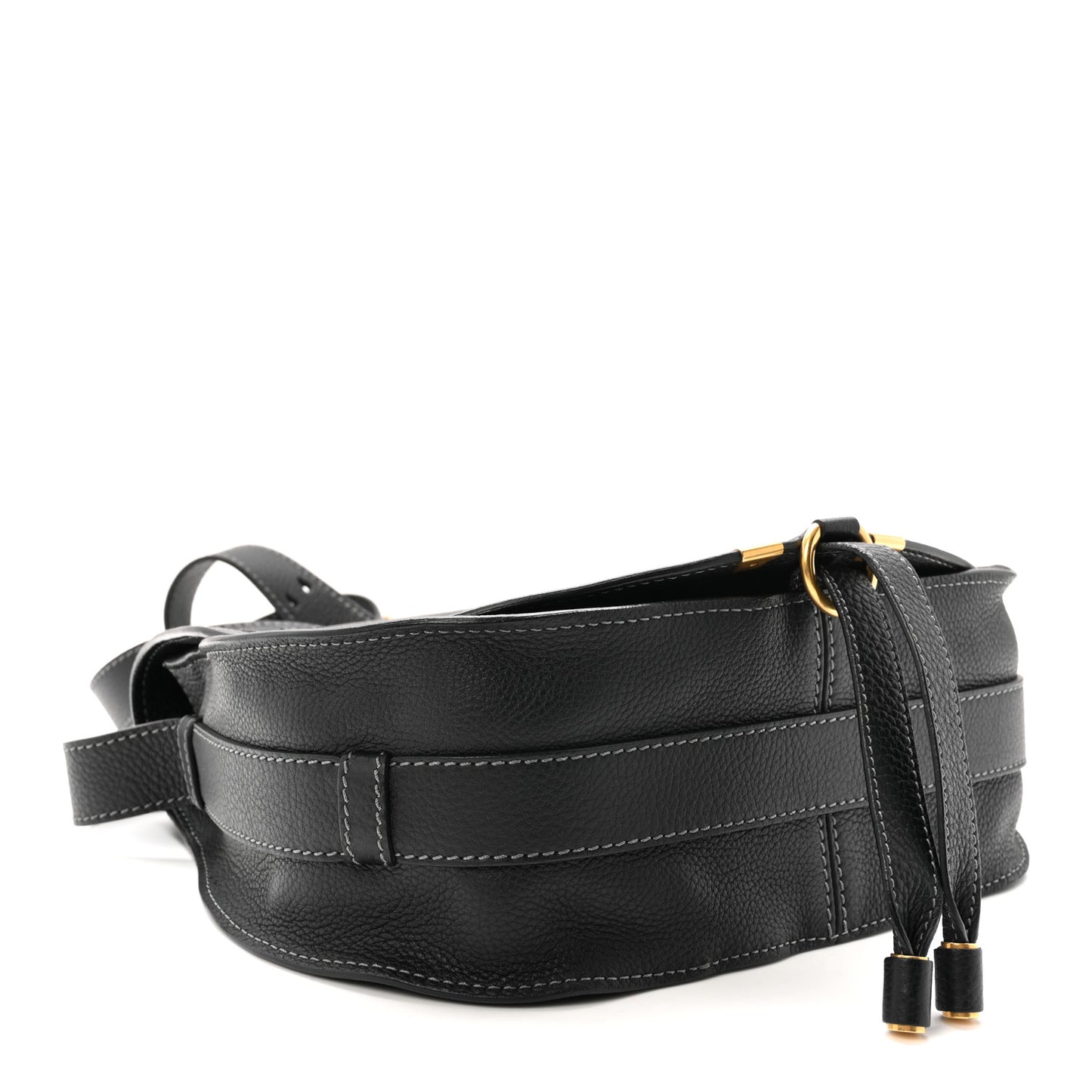 Calfskin Medium Marcie Round Crossbody Bag Black