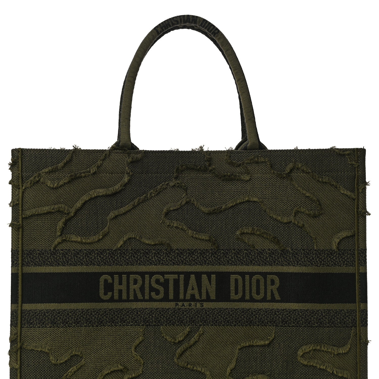 Christian Dior Canvas Embroidered Camouflage Book Tote Green 9 of 11