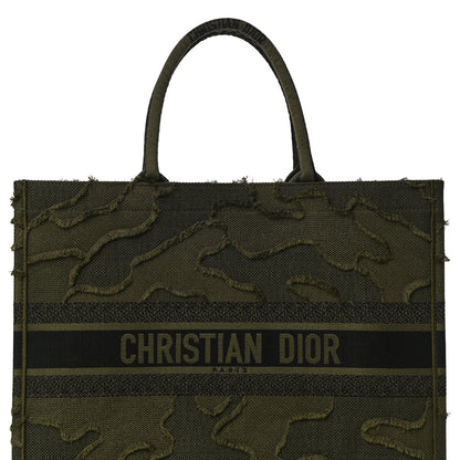 Christian Dior Canvas Embroidered Camouflage Book Tote Green 9 of 11