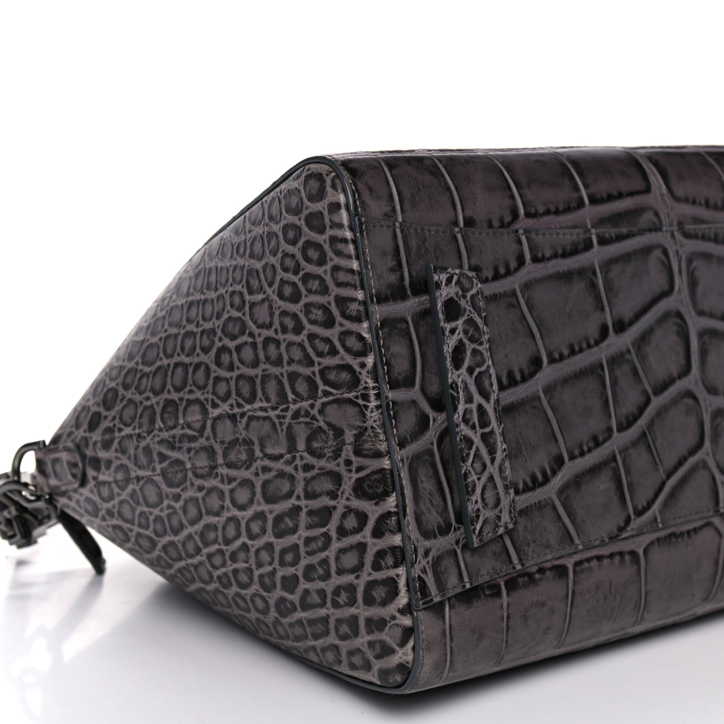 Calfskin Crocodile Embossed 3D Stud Medium Antigona Storm Grey
