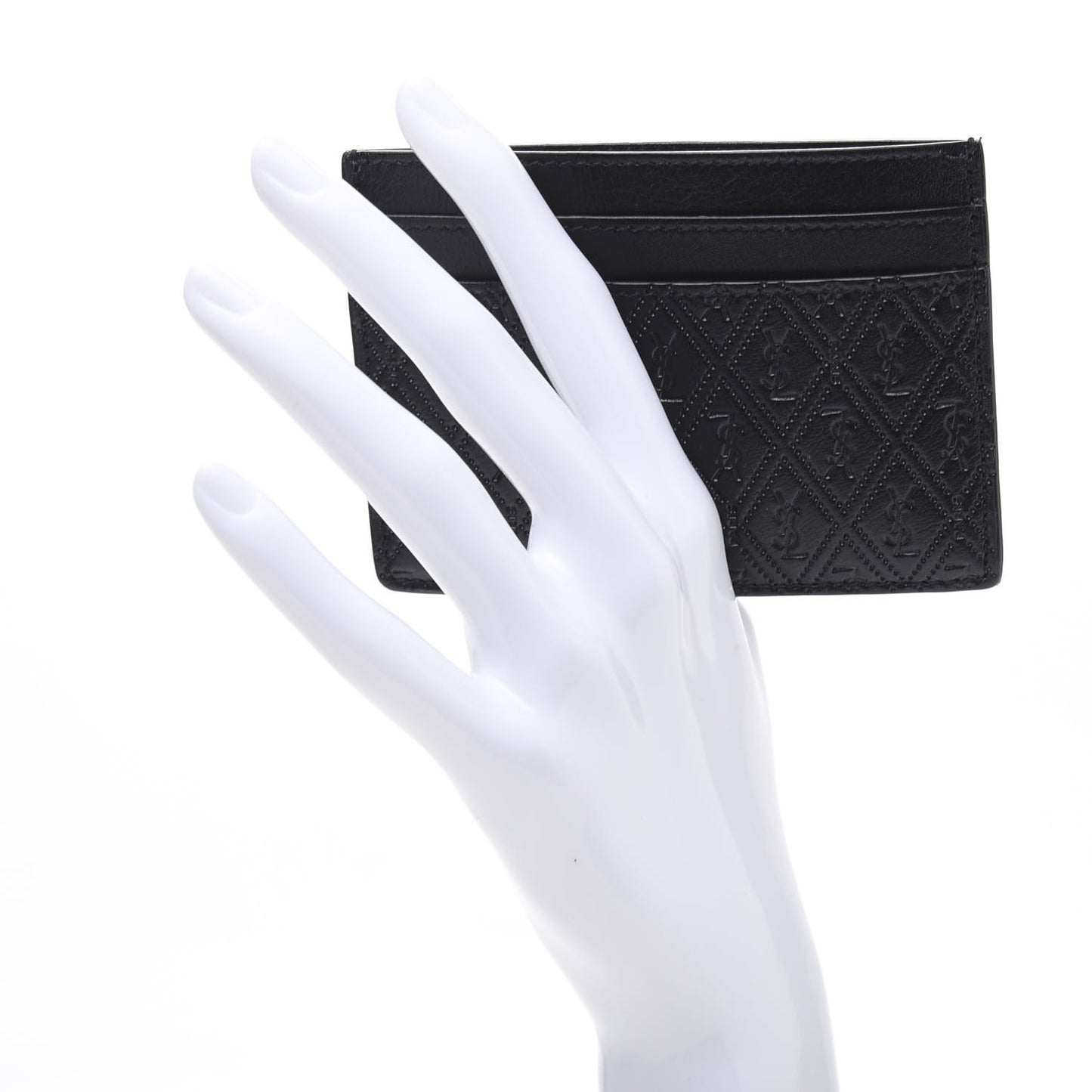 Monogram Embossed Card Case Black