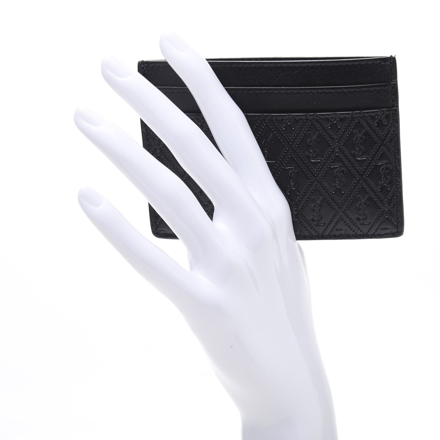 Saint Laurent Monogram Embossed Card Case Black 2 of 9