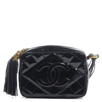 Chanel Patent Quilted Camera Case Black 1 of 8