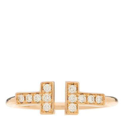 Tiffany 18K Rose Gold Diamond T Wire Ring 53 6.25 1 of 4