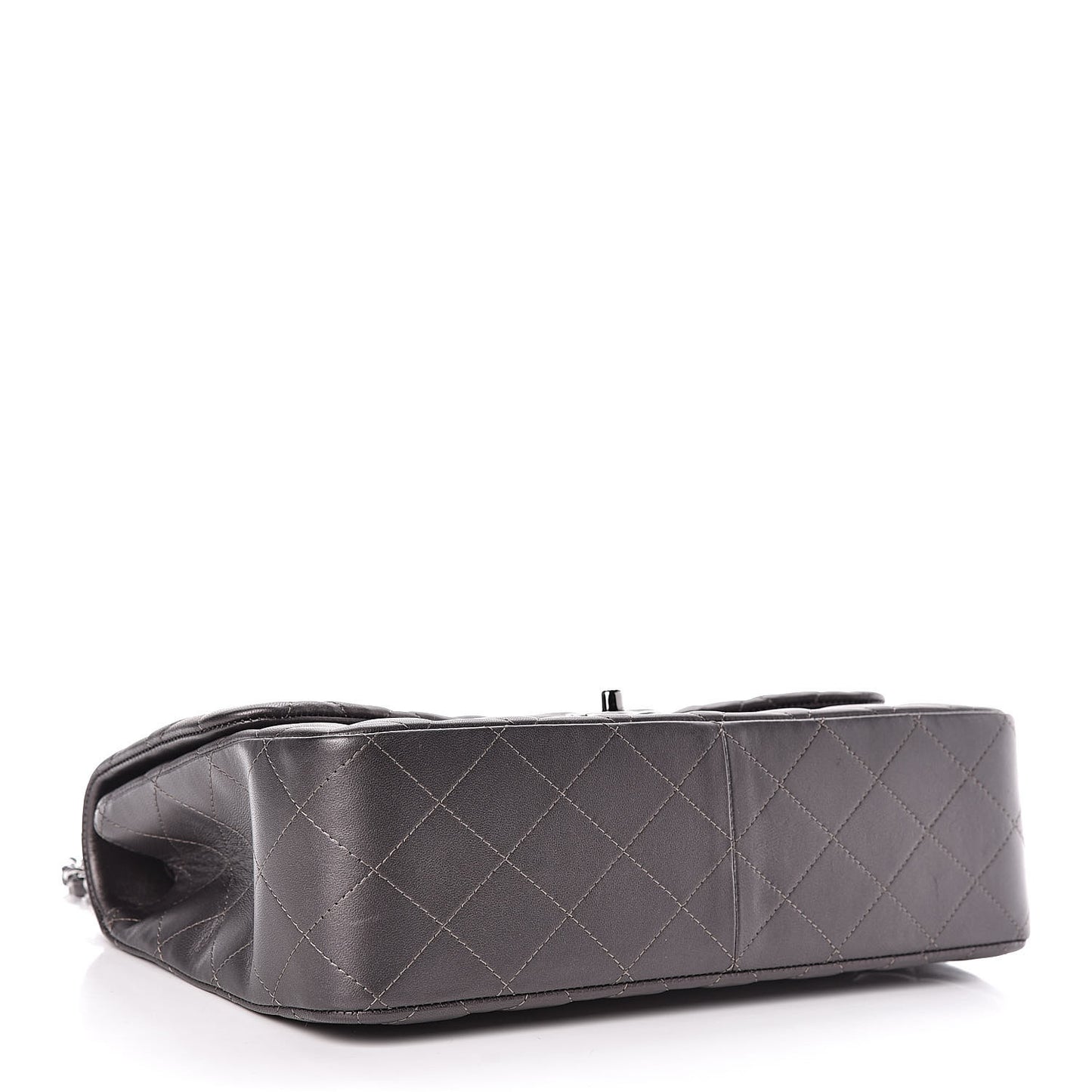 Metallic Lambskin Quilted Jumbo Single Flap Dark Grey