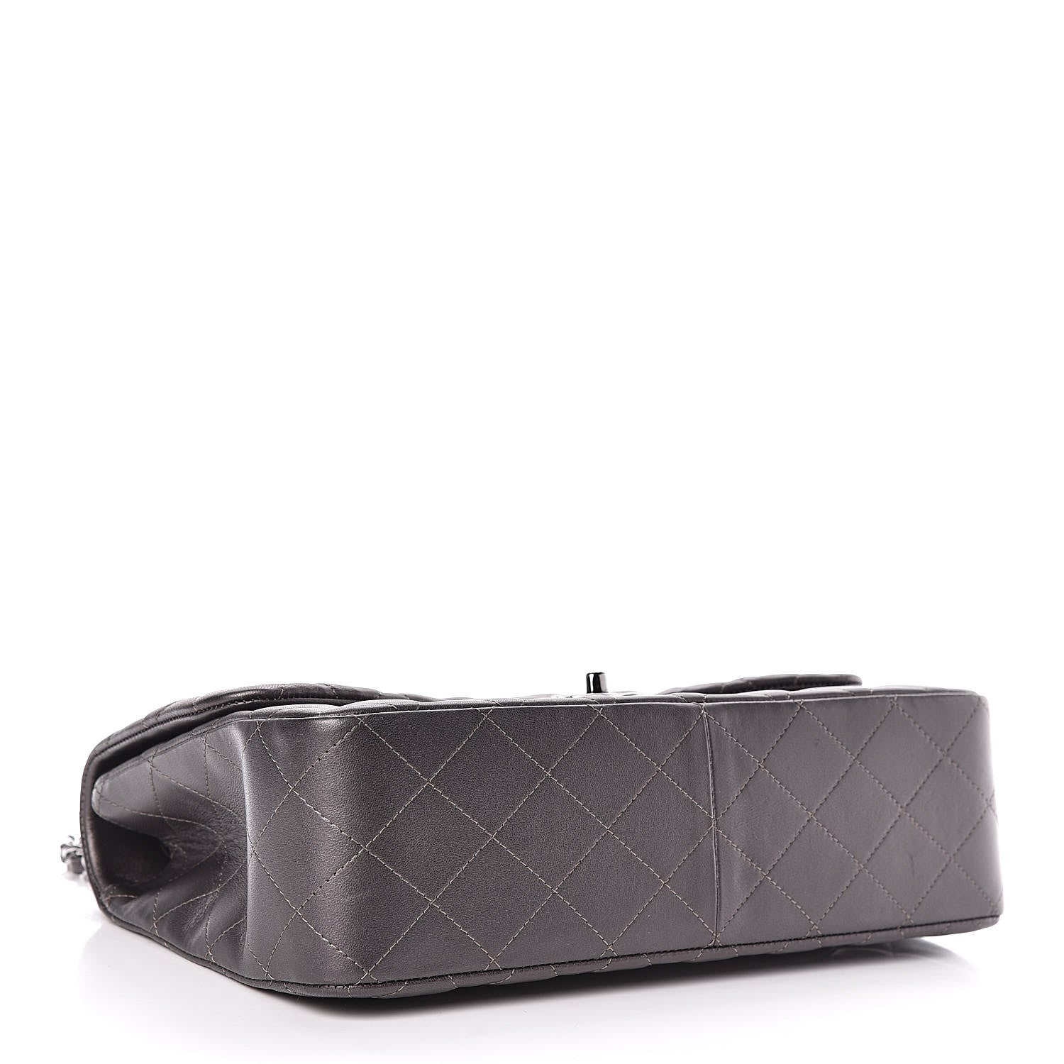 Chanel Metallic Lambskin Quilted Jumbo Single Flap Dark Grey 4 of 14