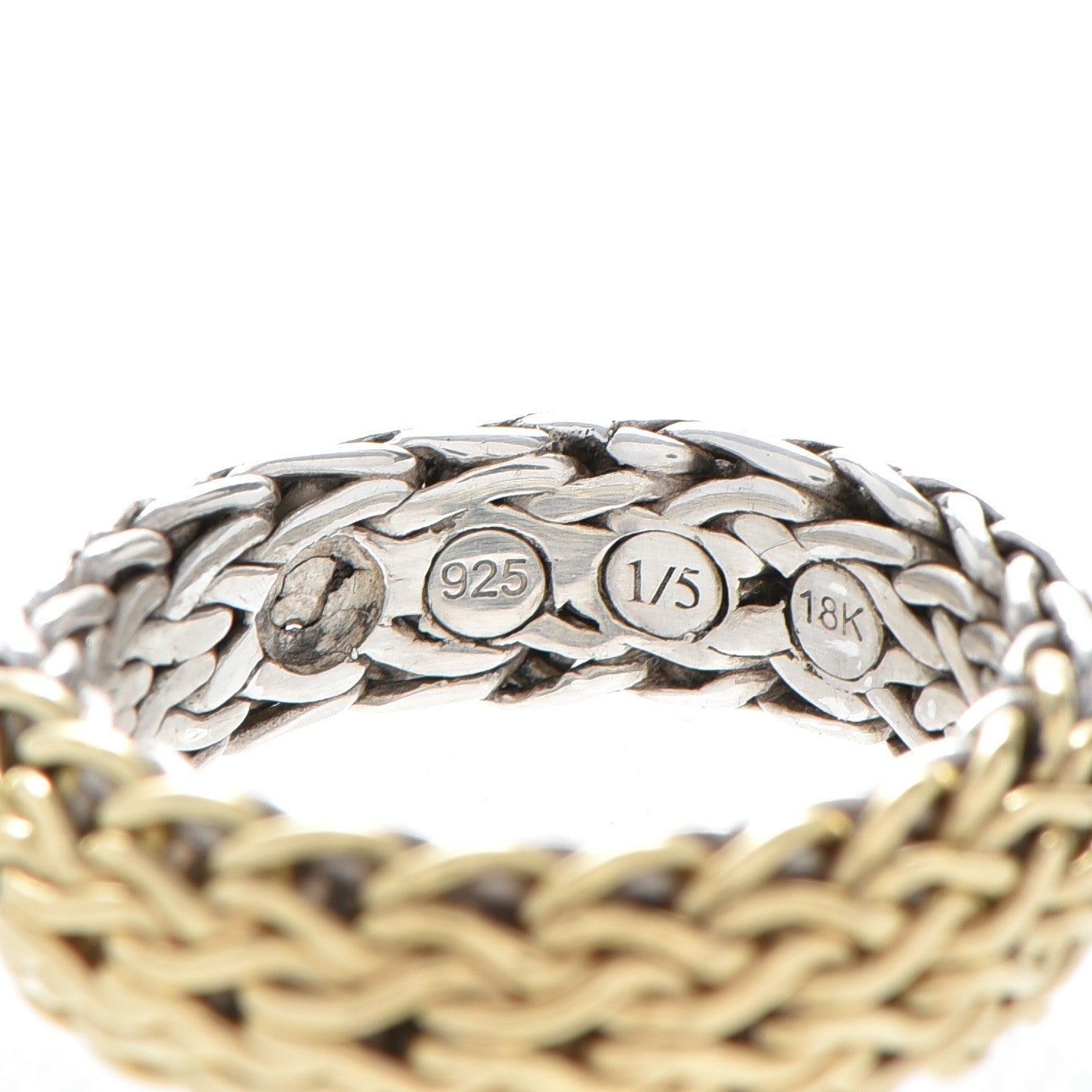 John Hardy Sterling Silver 18K Yellow Gold Classic Chain Ring 57 8 5 of 6