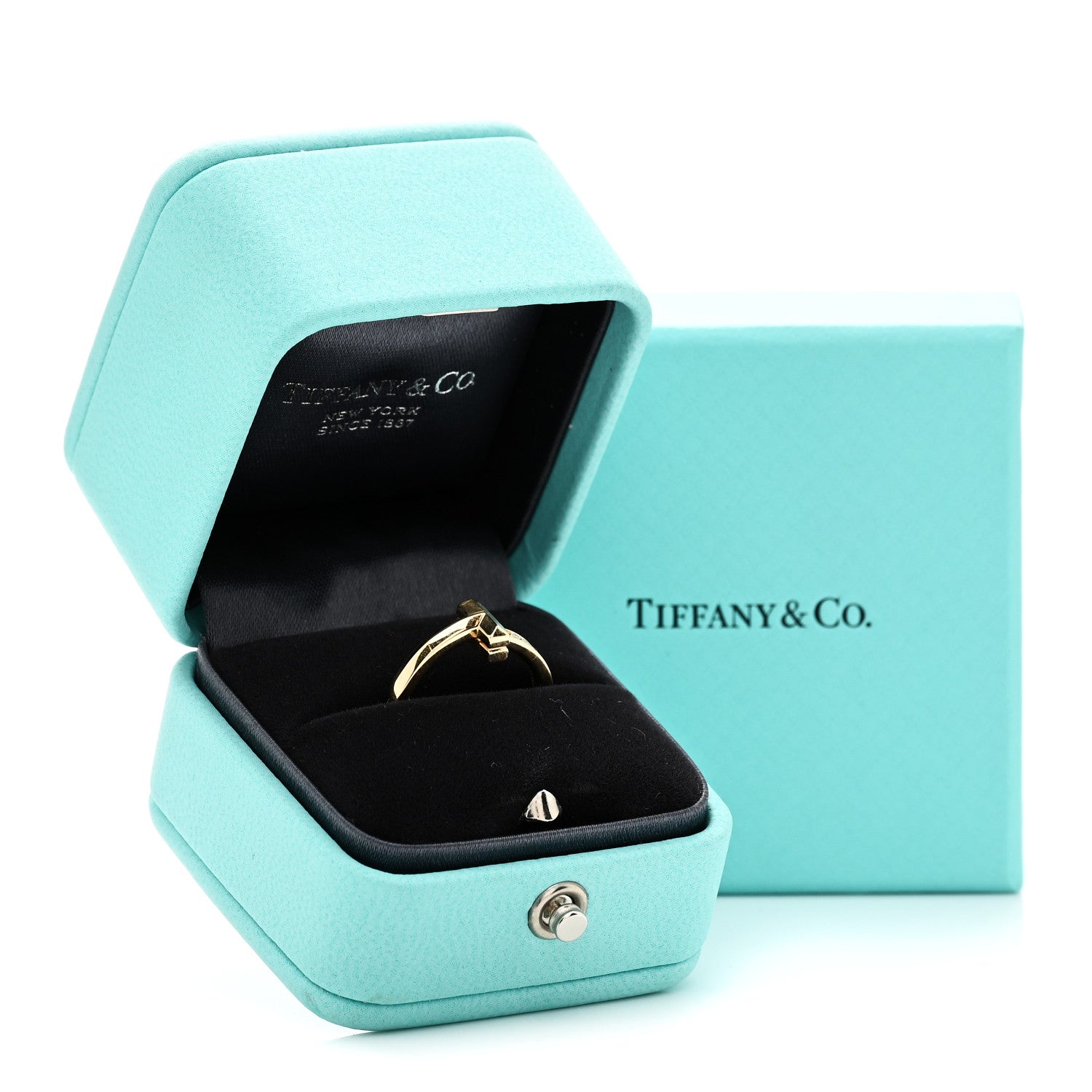 Tiffany 18K Yellow Gold Diamond T T1 Ring 49 5 4 of 4