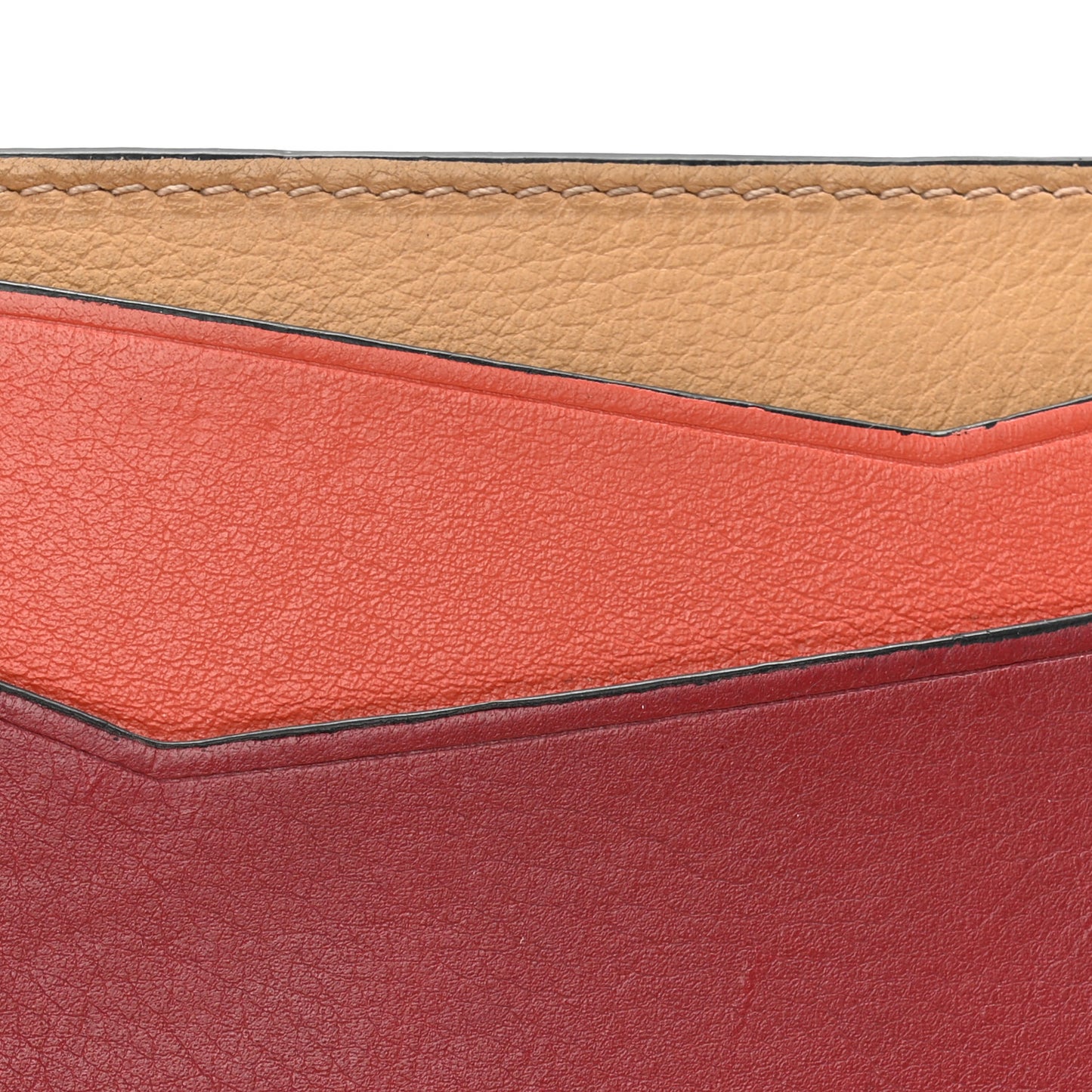 Calfskin Puzzle Colorblock Card Holder Multicolor