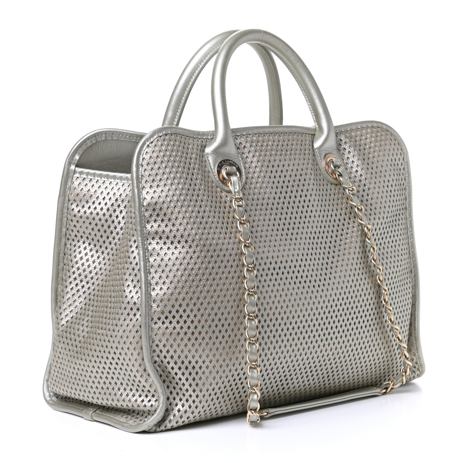 Chanel Metallic Calfskin Perforated Up In The Air Tote Silver 2 of 6