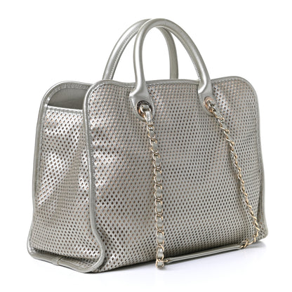 Chanel Metallic Calfskin Perforated Up In The Air Tote Silver 2 of 6