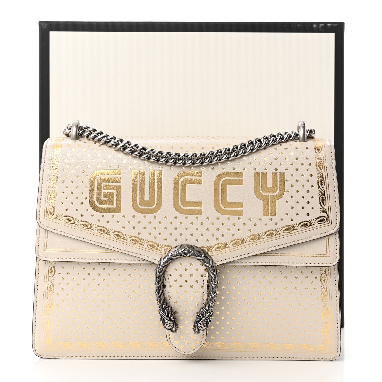 Gucci X SEGA Calfskin GUCCY Stars Medium Dionysus Shoulder Bag Mystic White Gold 13 of 13